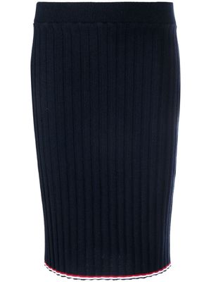 Thom Browne ribbed-knit cashmere pencil skirt - Blue