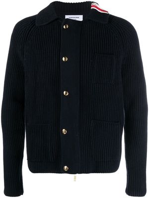 Thom Browne ribbed-knit zip-up cardigan - Blue