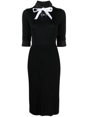 Thom Browne ribbon-bow layered knit dress - Black