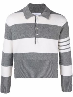Thom Browne Rugby Stripe Polo cashmere sweater - Grey