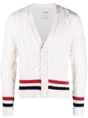 Thom Browne RWB cable-knit V-neck cardigan - White