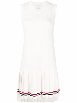 Thom Browne RWB-cricket stripe tennis dress - White