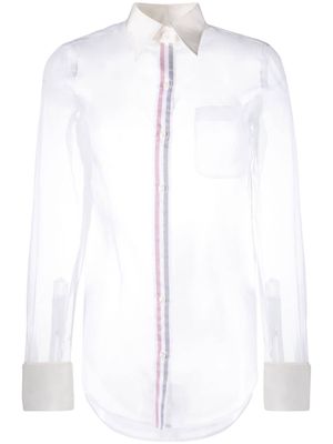 Thom Browne RWB-placket transparent silk shirt - White