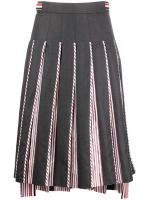 Thom Browne RWB-print pleated midi skirt - Grey