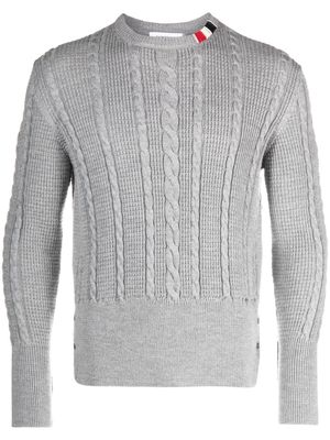 Thom Browne RWB-stripe cable-knit wool jumper - Grey