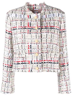 Thom Browne RWB stripe deconstructed-design tweed jacket - Neutrals