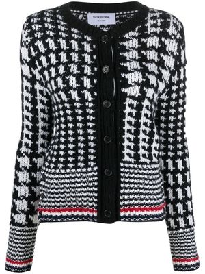 Thom Browne RWB-Stripe jacquard cashmere cardigan - Black