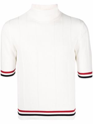 THOM BROWNE RWB-stripe knitted T-shirt - White