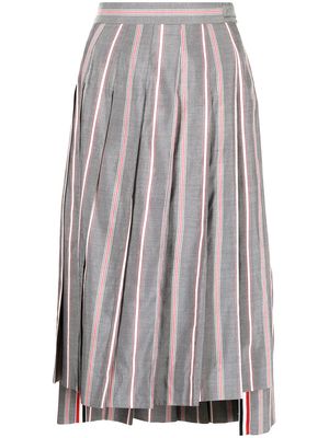 Thom Browne RWB-stripe pleated skirt - Grey