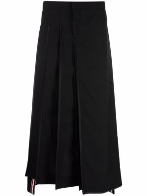 Thom Browne RWB-stripe pleated wool skirt - Black