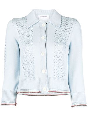 Thom Browne RWB stripe pointelle-knit cardigan - Blue