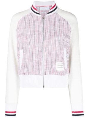 Thom Browne RWB stripe-print tweed jacket - White