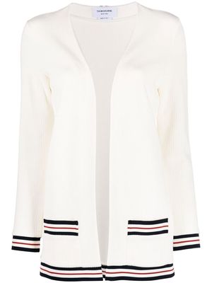 Thom Browne RWB stripe ribbed cardigan - White