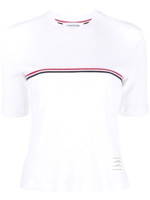 Thom Browne RWB stripe ribbed T-shirt - White