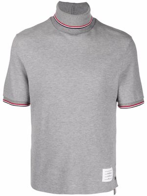 THOM BROWNE RWB-stripe roll-neck T-shirt - Grey