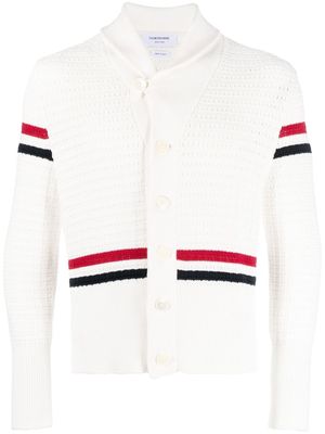 Thom Browne RWB stripe shawl collar cardigan - White
