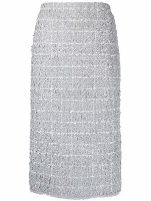 Thom Browne RWB-stripe tweed pencil skirt - Grey