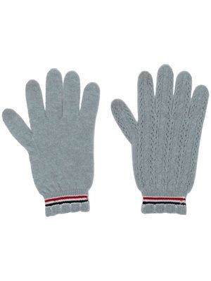 Thom Browne RWB touchscreen knitted gloves - Blue