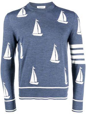 Thom Browne sail boat-motif sweater - Blue