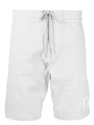 Thom Browne seersucker stripe-print swim shorts - White