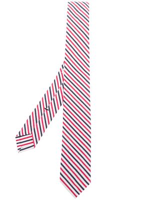 Thom Browne seersucker stripe tie - White
