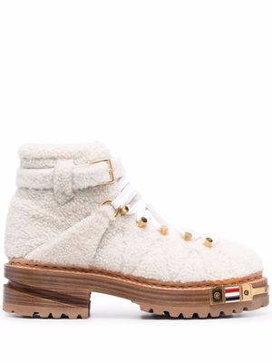 Thom Browne shearling ankle boots - White