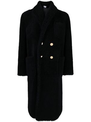 Thom Browne shearling double-breasted button coat - Blue