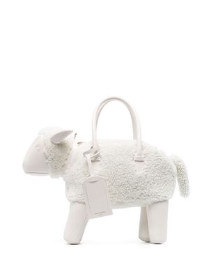 Thom Browne Sheep bag shearling tote bag - White