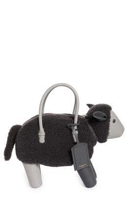 Thom Browne Sheep Genuine Shearling Top Handle Bag in Dark Grey