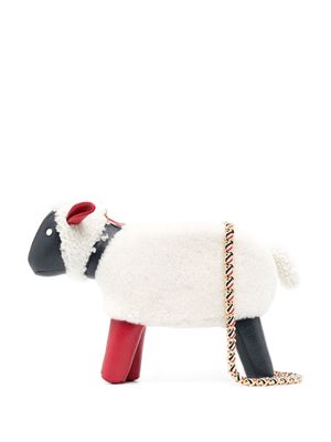 Thom Browne sheep shearling shoulder bag - White