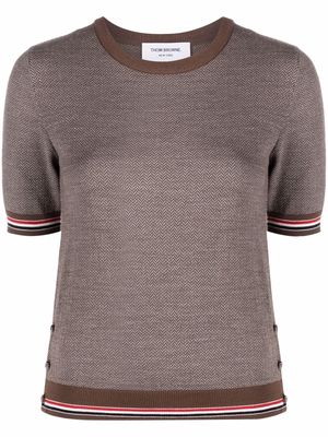 Thom Browne short sleeve chevron-knit pullover