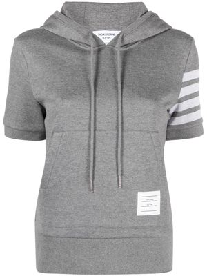 Thom Browne short-sleeve cotton hoodie - Grey