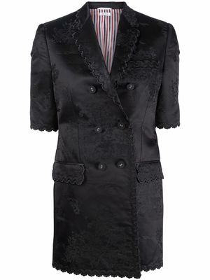 Thom Browne short-sleeve jacquard silk sport coat - Black