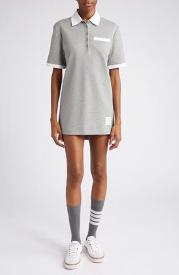 Thom Browne Short Sleeve Polo Dress in Light Grey