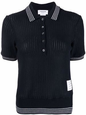 Thom Browne short-sleeve rib cuff polo shirt - Blue
