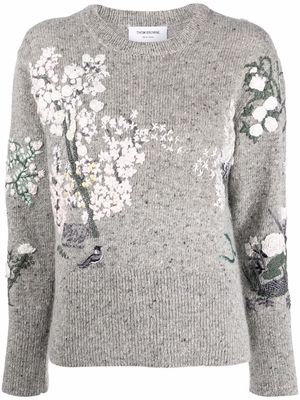 Thom Browne silk-embroidered mohair jumper - Grey