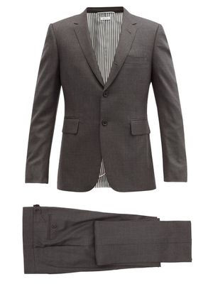 Thom Browne - Single-breasted Wool-fresco Suit And Tie - Mens - Dark Grey