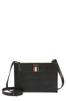 Thom Browne Small Document Holder Leather Crossbody Bag in Black