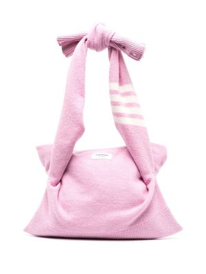 Thom Browne stitch-merino crewneck sweater shell bag - Pink