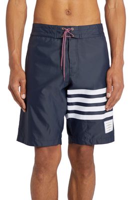 Thom Browne Stripe Board Shorts in Navy