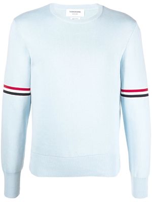 Thom Browne stripe-detail crew neck sweater - Blue