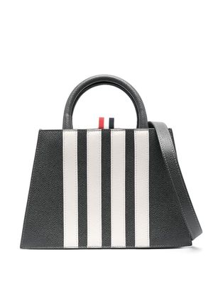 Thom Browne stripe-detail leather tote bag - Grey