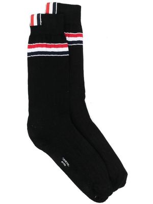 Thom Browne stripe-detail mid-calf socks - Black