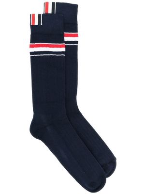 Thom Browne stripe-detail mid-calf socks - Blue