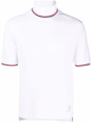 Thom Browne stripe-detailed cotton piqué T-shirt - White