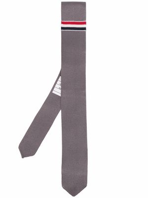 Thom Browne stripe-detailed silk tie - Grey