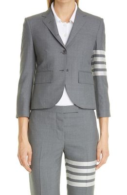 Thom Browne Stripe High Armhole Wool Sport Coat in Med Grey