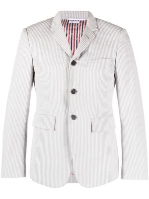 Thom Browne stripe-print seersucker cotton blazer - Grey