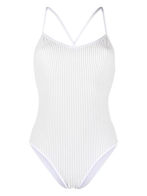 Thom Browne stripe-print seersucker swimsuit - Grey