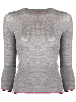 Thom Browne stripe-trim knit jumper - Grey